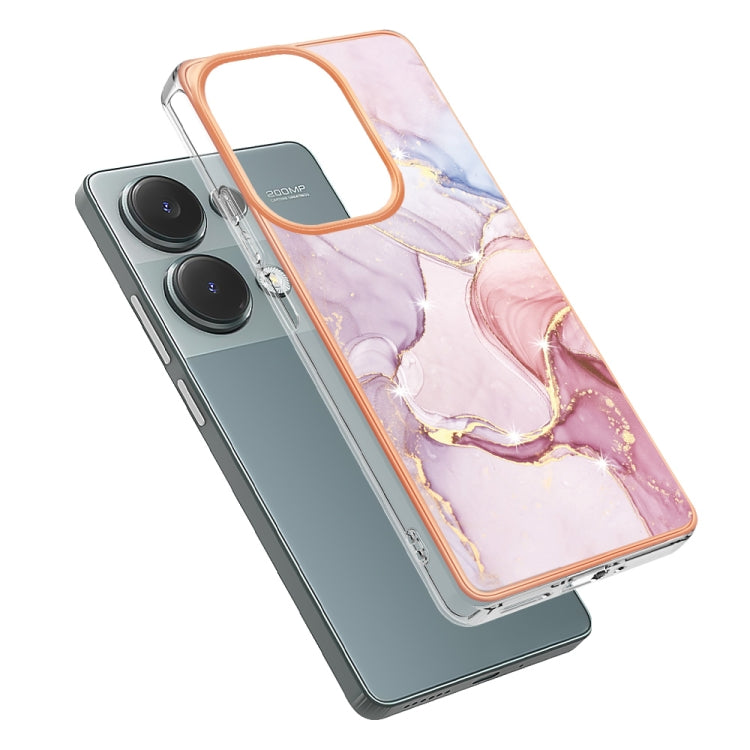 For Xiaomi Redmi Note 13 Pro 4G Global Electroplating Marble Dual-side IMD Phone Case(Rose Gold 005) - Xiaomi Cases by buy2fix | Online Shopping UK | buy2fix