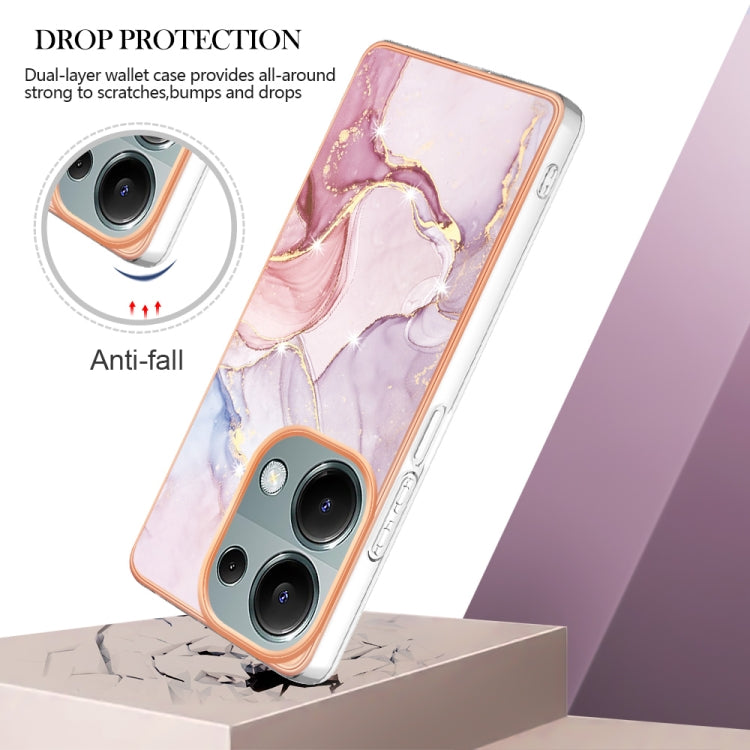 For Xiaomi Redmi Note 13 Pro 4G Global Electroplating Marble Dual-side IMD Phone Case(Rose Gold 005) - Xiaomi Cases by buy2fix | Online Shopping UK | buy2fix