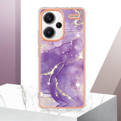 For Xiaomi Redmi Note 13 Pro+ 5G Electroplating Marble Dual-side IMD Phone Case(Purple 002) - Xiaomi Cases by buy2fix | Online Shopping UK | buy2fix