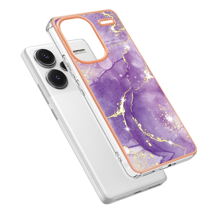 For Xiaomi Redmi Note 13 Pro+ 5G Electroplating Marble Dual-side IMD Phone Case(Purple 002) - Xiaomi Cases by buy2fix | Online Shopping UK | buy2fix