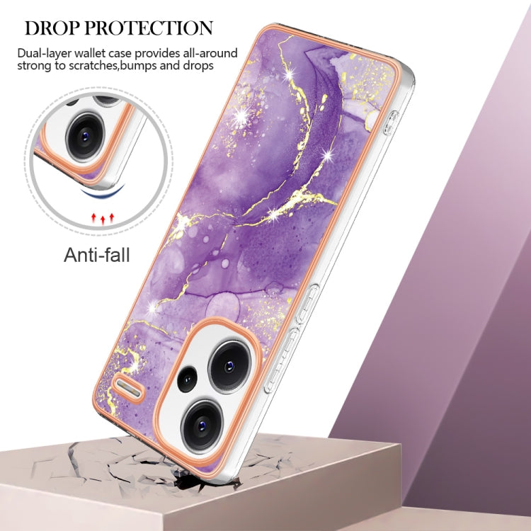 For Xiaomi Redmi Note 13 Pro+ 5G Electroplating Marble Dual-side IMD Phone Case(Purple 002) - Xiaomi Cases by buy2fix | Online Shopping UK | buy2fix