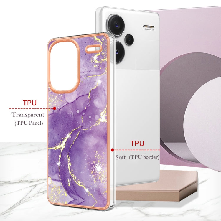 For Xiaomi Redmi Note 13 Pro+ 5G Electroplating Marble Dual-side IMD Phone Case(Purple 002) - Xiaomi Cases by buy2fix | Online Shopping UK | buy2fix