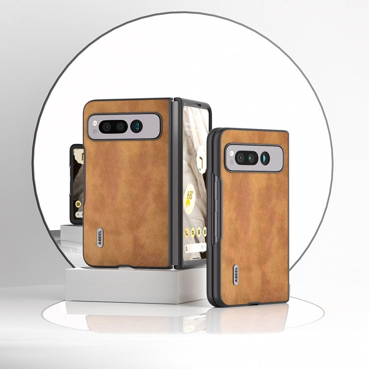 For Google Pixel Fold ABEEL Retro Litchi Texture PU Phone Case(Brown) by buy2fix