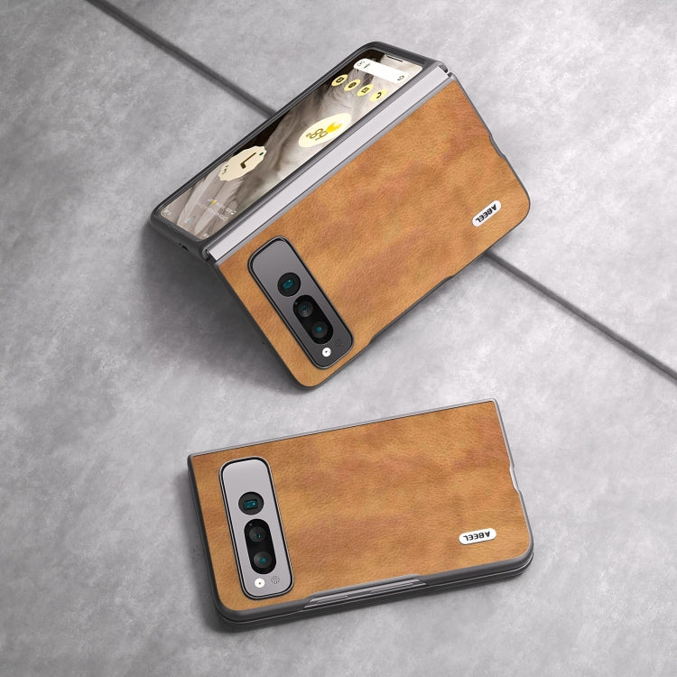 For Google Pixel Fold ABEEL Retro Litchi Texture PU Phone Case(Brown) by buy2fix