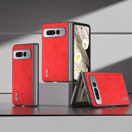 For Google Pixel Fold ABEEL Retro Litchi Texture PU Phone Case(Red) by buy2fix