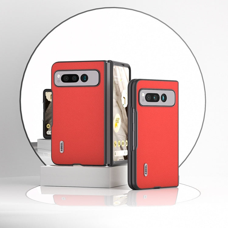 For Google Pixel Fold ABEEL Genuine Leather Luolai Series Phone Case(Red) by buy2fix