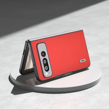 For Google Pixel Fold ABEEL Genuine Leather Luolai Series Phone Case(Red) by buy2fix