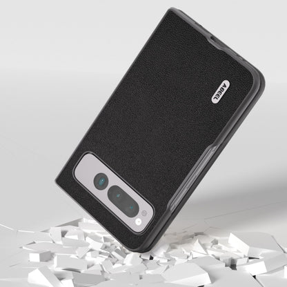 For Google Pixel Fold ABEEL Genuine Leather Luolai Series Phone Case(Black) by buy2fix