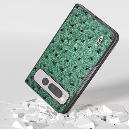 For Google Pixel Fold ABEEL Genuine Leather Ostrich Texture Phone Case(Green) by buy2fix