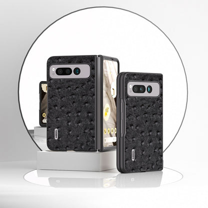 For Google Pixel Fold ABEEL Genuine Leather Ostrich Texture Phone Case(Black) by buy2fix