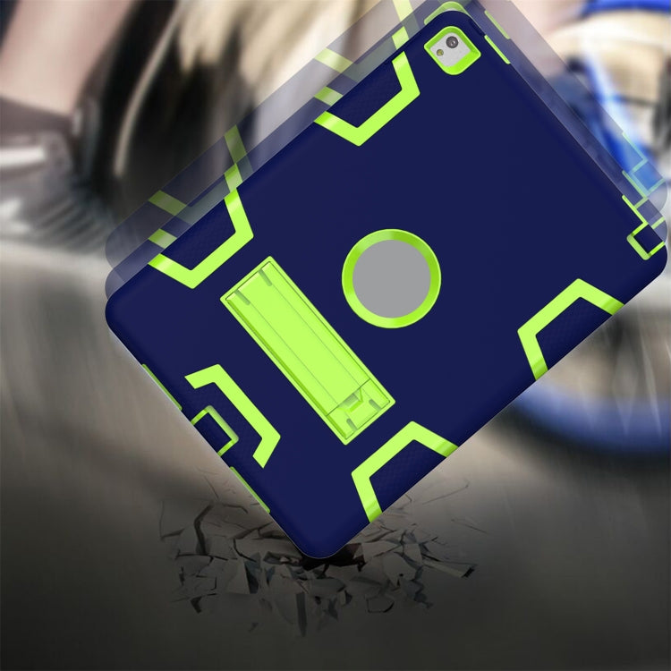 For iPad 9.7(2017) Shockproof PC + Silicone Protective Case，with Holder(Navy Blue Yellow Green) - iPad 9.7 (2018) & (2017) Cases by buy2fix | Online Shopping UK | buy2fix