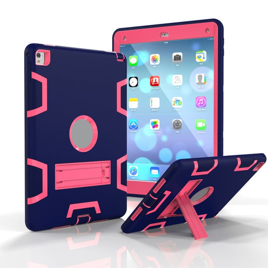 For iPad 9.7(2017) Shockproof PC + Silicone Protective Case，with Holder(Navy Blue Rose) - iPad 9.7 (2018) & (2017) Cases by buy2fix | Online Shopping UK | buy2fix