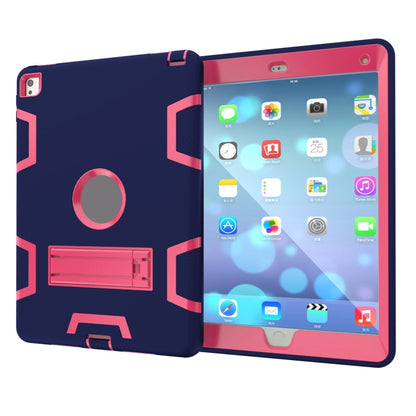 For iPad 9.7(2017) Shockproof PC + Silicone Protective Case，with Holder(Navy Blue Rose) - iPad 9.7 (2018) & (2017) Cases by buy2fix | Online Shopping UK | buy2fix