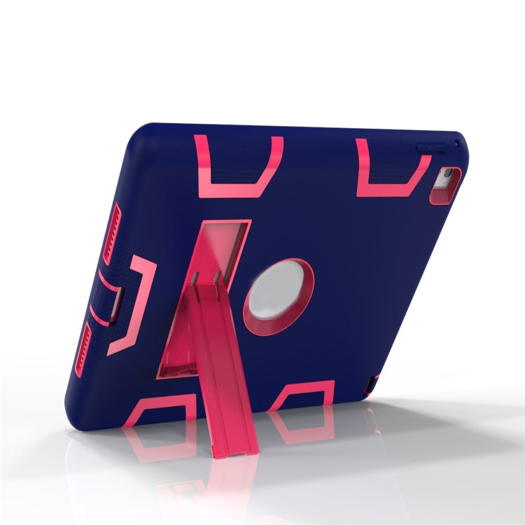For iPad 9.7(2017) Shockproof PC + Silicone Protective Case，with Holder(Navy Blue Rose) - iPad 9.7 (2018) & (2017) Cases by buy2fix | Online Shopping UK | buy2fix