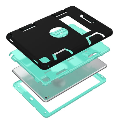 For iPad 9.7(2017) Shockproof PC + Silicone Protective Case，with Holder(Black Mint Green) - iPad 9.7 (2018) & (2017) Cases by buy2fix | Online Shopping UK | buy2fix