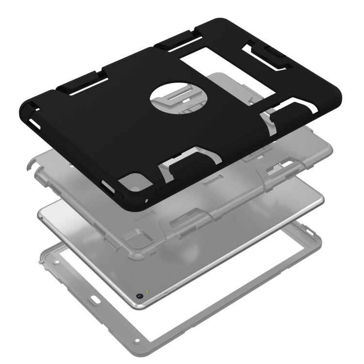 For iPad 9.7(2017) Shockproof PC + Silicone Protective Case，with Holder(Black Gray) - iPad 9.7 (2018) & (2017) Cases by buy2fix | Online Shopping UK | buy2fix