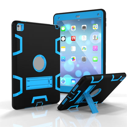 For iPad 9.7(2017) Shockproof PC + Silicone Protective Case，with Holder(Black Blue) - iPad 9.7 (2018) & (2017) Cases by buy2fix | Online Shopping UK | buy2fix