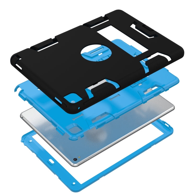 For iPad 9.7(2017) Shockproof PC + Silicone Protective Case，with Holder(Black Blue) - iPad 9.7 (2018) & (2017) Cases by buy2fix | Online Shopping UK | buy2fix