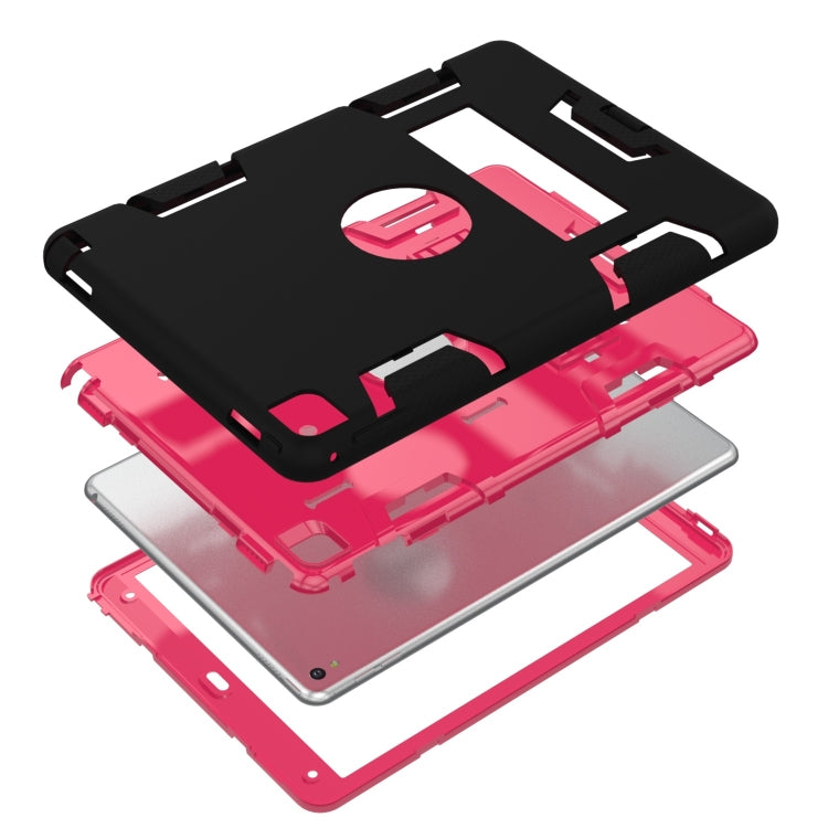 For iPad 9.7(2017) Shockproof PC + Silicone Protective Case，with Holder(Black Rose) - iPad 9.7 (2018) & (2017) Cases by buy2fix | Online Shopping UK | buy2fix