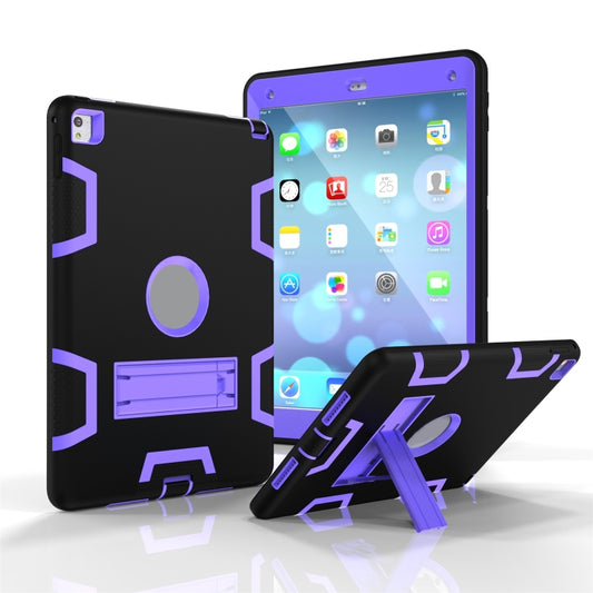 For iPad 9.7(2017) Shockproof PC + Silicone Protective Case，with Holder(Black Purple) - iPad 9.7 (2018) & (2017) Cases by buy2fix | Online Shopping UK | buy2fix
