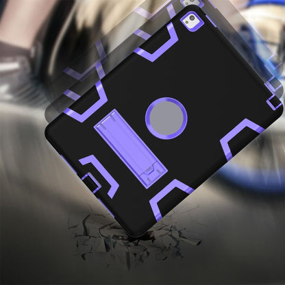 For iPad 9.7(2017) Shockproof PC + Silicone Protective Case，with Holder(Black Purple) - iPad 9.7 (2018) & (2017) Cases by buy2fix | Online Shopping UK | buy2fix