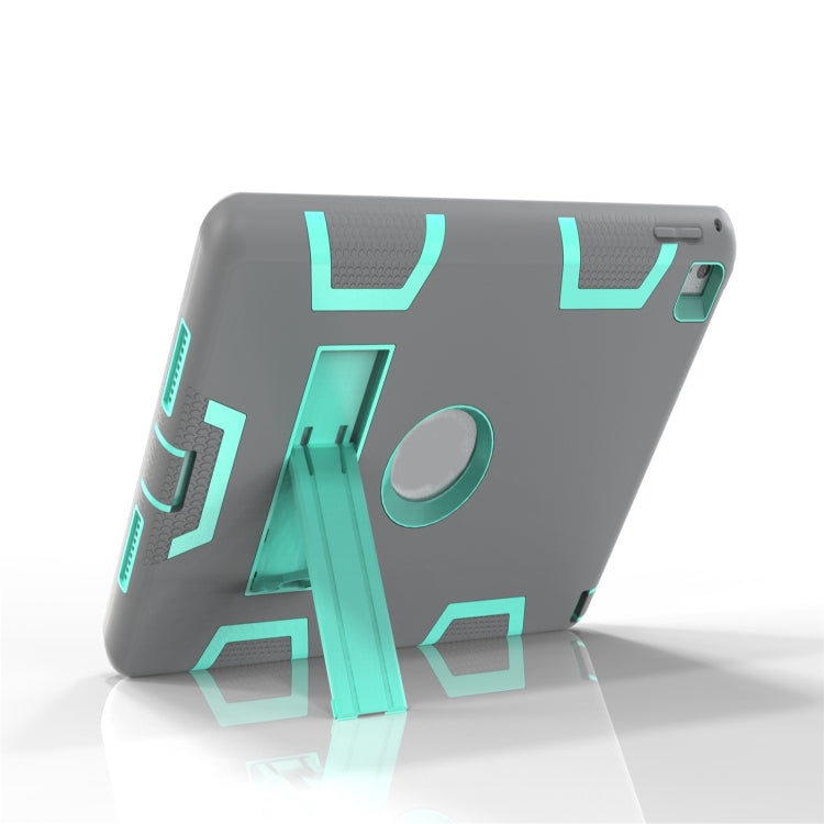 For iPad 9.7(2017) Shockproof PC + Silicone Protective Case，with Holder(Gray Mint Green) - iPad 9.7 (2018) & (2017) Cases by buy2fix | Online Shopping UK | buy2fix