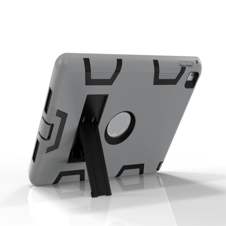 For iPad 9.7(2017) Shockproof PC + Silicone Protective Case，with Holder(Gray Black) - iPad 9.7 (2018) & (2017) Cases by buy2fix | Online Shopping UK | buy2fix