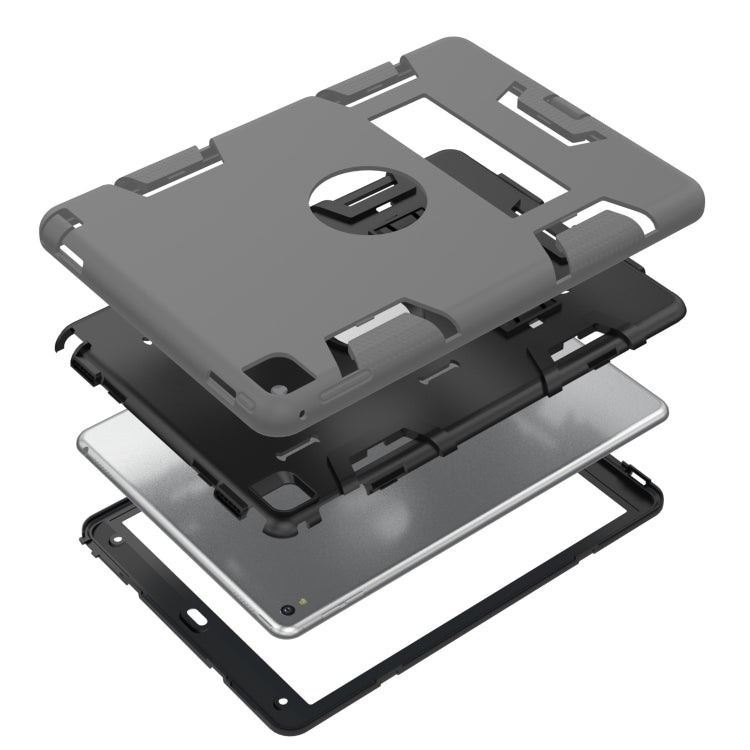 For iPad 9.7(2017) Shockproof PC + Silicone Protective Case，with Holder(Gray Black) - iPad 9.7 (2018) & (2017) Cases by buy2fix | Online Shopping UK | buy2fix