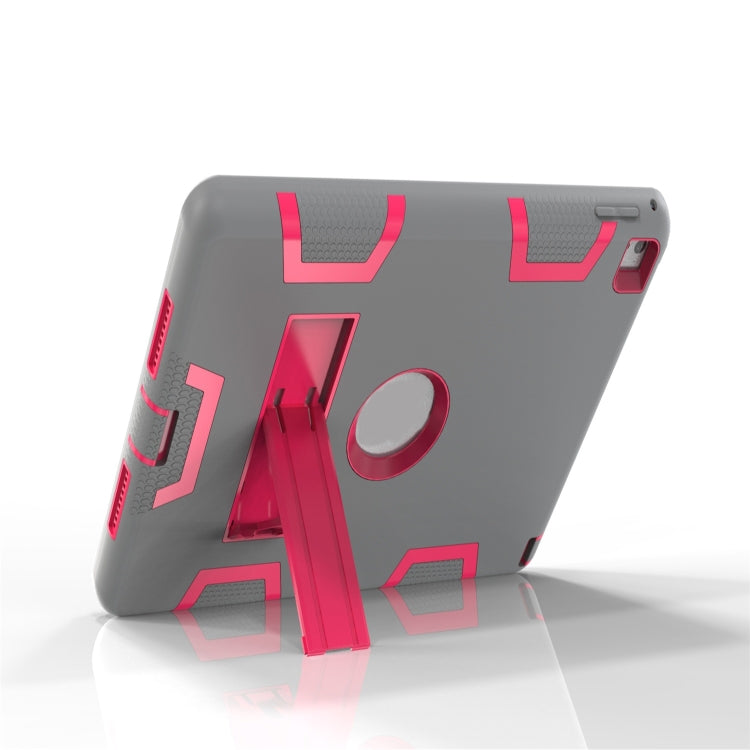 For iPad 9.7(2017) Shockproof PC + Silicone Protective Case，with Holder(Gray Rose) - iPad 9.7 (2018) & (2017) Cases by buy2fix | Online Shopping UK | buy2fix