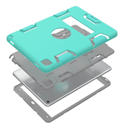 For iPad 9.7(2017) Shockproof PC + Silicone Protective Case，with Holder(Green Gray) - iPad 9.7 (2018) & (2017) Cases by buy2fix | Online Shopping UK | buy2fix