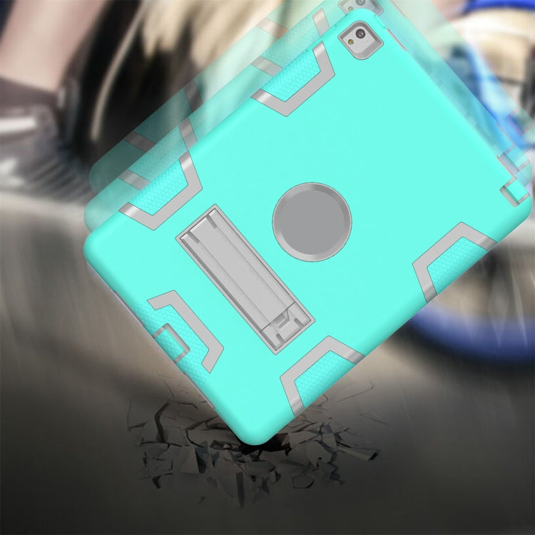 For iPad 9.7(2017) Shockproof PC + Silicone Protective Case，with Holder(Green Gray) - iPad 9.7 (2018) & (2017) Cases by buy2fix | Online Shopping UK | buy2fix