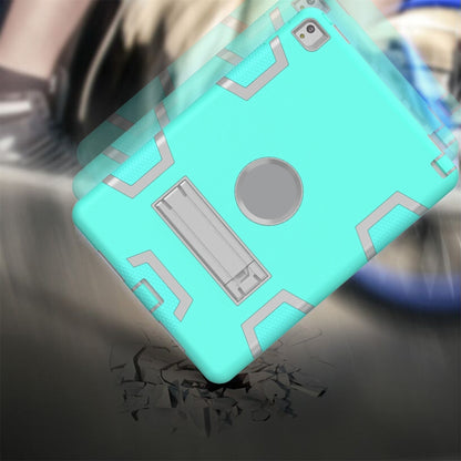 For iPad 9.7(2017) Shockproof PC + Silicone Protective Case，with Holder(Green Gray) - iPad 9.7 (2018) & (2017) Cases by buy2fix | Online Shopping UK | buy2fix