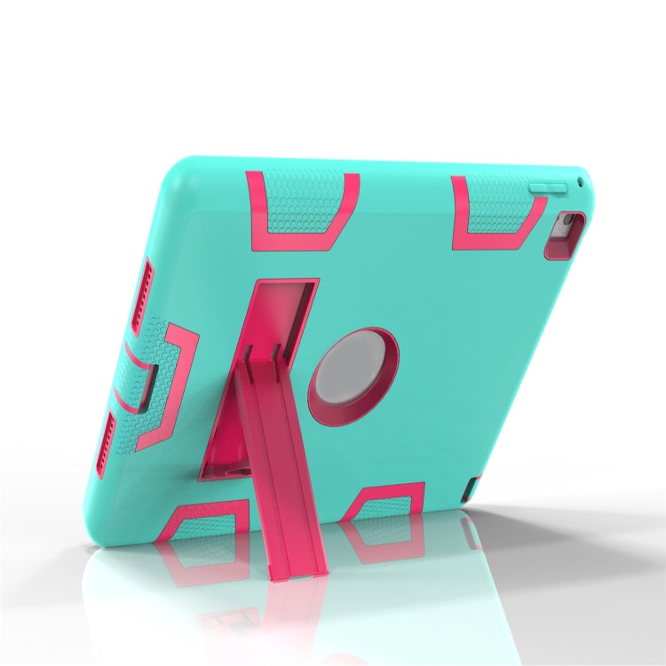 For iPad 9.7(2017) Shockproof PC + Silicone Protective Case，with Holder(Green Rose) - iPad 9.7 (2018) & (2017) Cases by buy2fix | Online Shopping UK | buy2fix