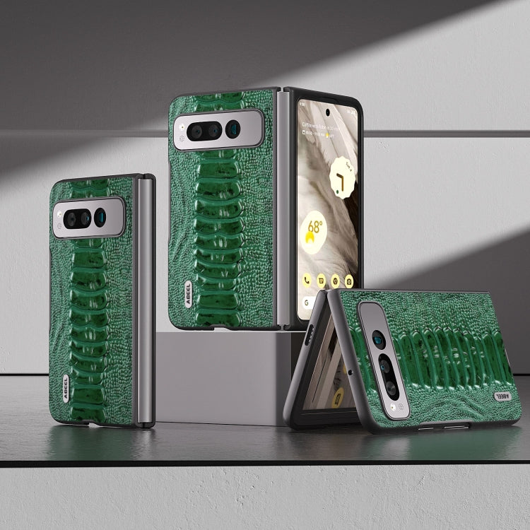 For Google Pixel Fold ABEEL Genuine Leather Weilai Series Phone Case(Green) by buy2fix
