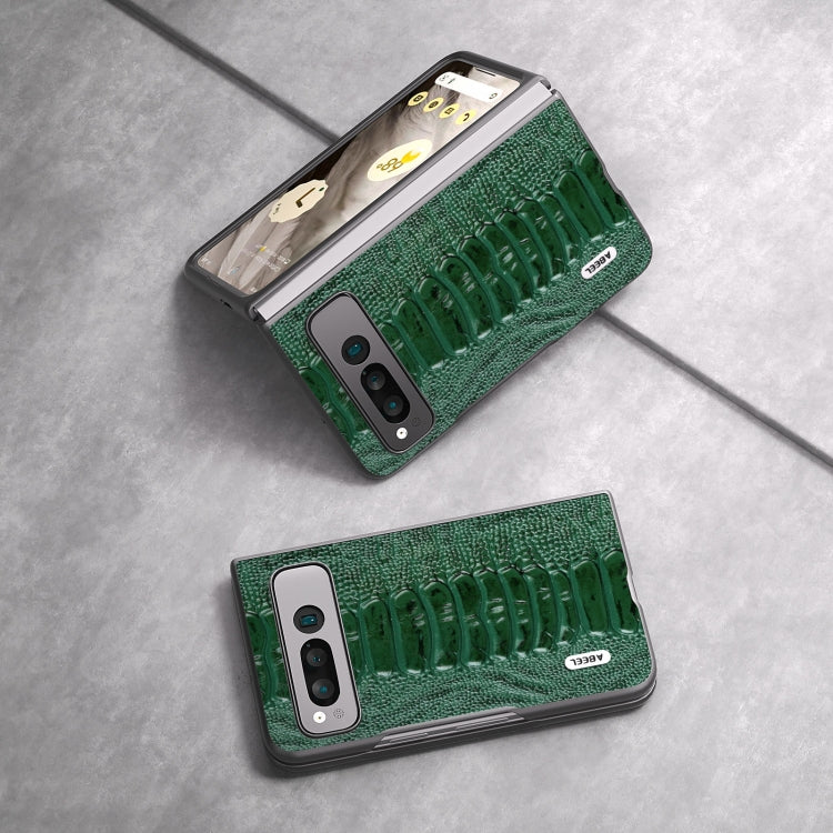 For Google Pixel Fold ABEEL Genuine Leather Weilai Series Phone Case(Green) by buy2fix