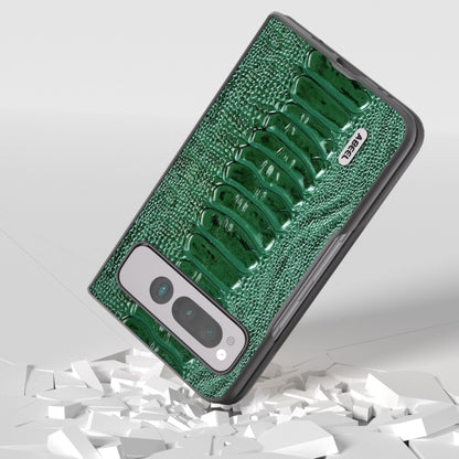 For Google Pixel Fold ABEEL Genuine Leather Weilai Series Phone Case(Green) by buy2fix