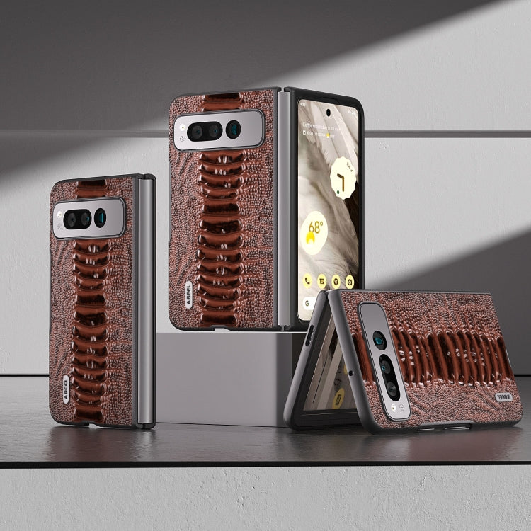 For Google Pixel Fold ABEEL Genuine Leather Weilai Series Phone Case(Coffee) by buy2fix