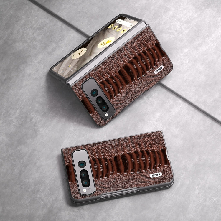 For Google Pixel Fold ABEEL Genuine Leather Weilai Series Phone Case(Coffee) by buy2fix