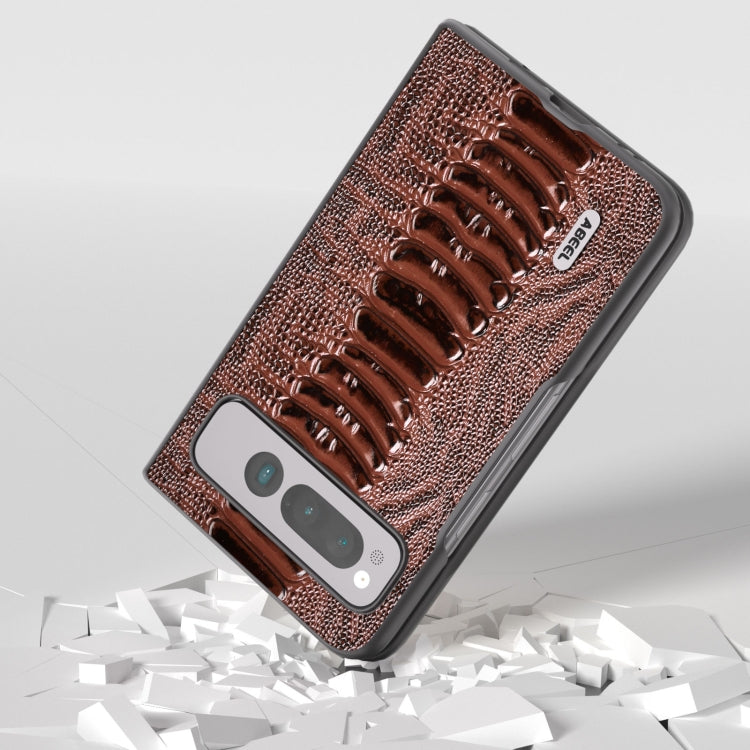 For Google Pixel Fold ABEEL Genuine Leather Weilai Series Phone Case(Coffee) by buy2fix