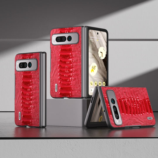 For Google Pixel Fold ABEEL Genuine Leather Weilai Series Phone Case(Red)