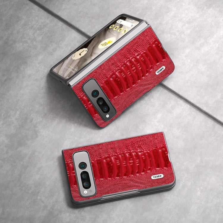 For Google Pixel Fold ABEEL Genuine Leather Weilai Series Phone Case(Red) by buy2fix