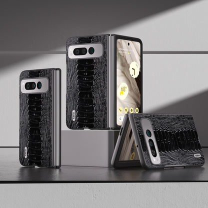 For Google Pixel Fold ABEEL Genuine Leather Weilai Series Phone Case(Black) by buy2fix