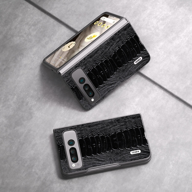 For Google Pixel Fold ABEEL Genuine Leather Weilai Series Phone Case(Black) by buy2fix