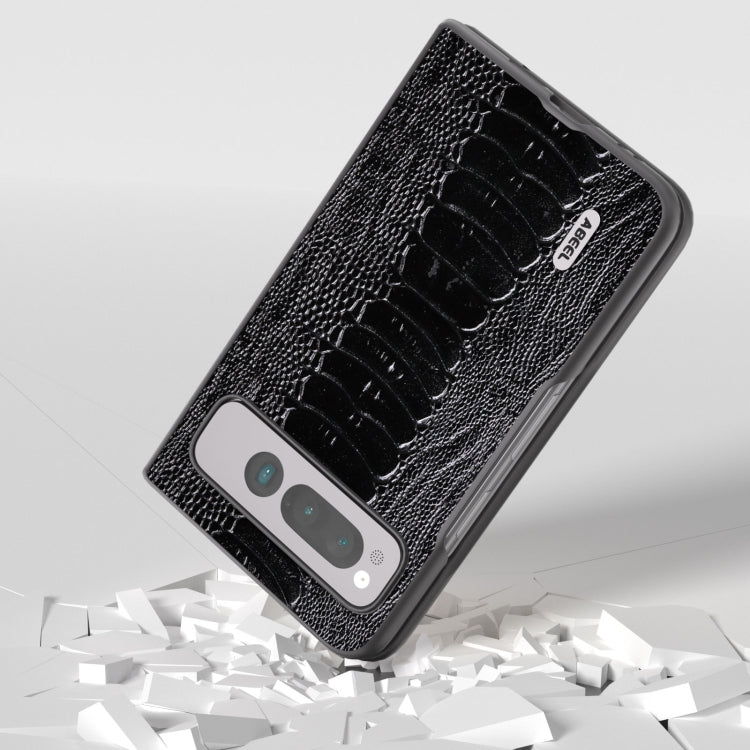 For Google Pixel Fold ABEEL Genuine Leather Weilai Series Phone Case(Black) by buy2fix