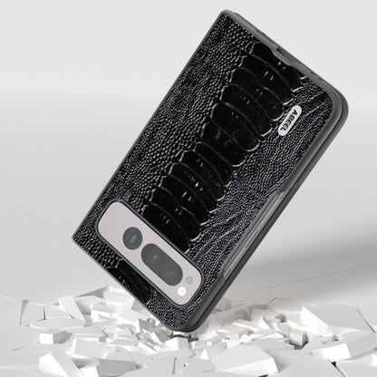 For Google Pixel Fold ABEEL Genuine Leather Weilai Series Phone Case(Black) by buy2fix