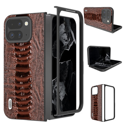 For Google Pixel 9 Pro Fold ABEEL Genuine Leather Weilai Series Phone Case(Coffee) by buy2fix