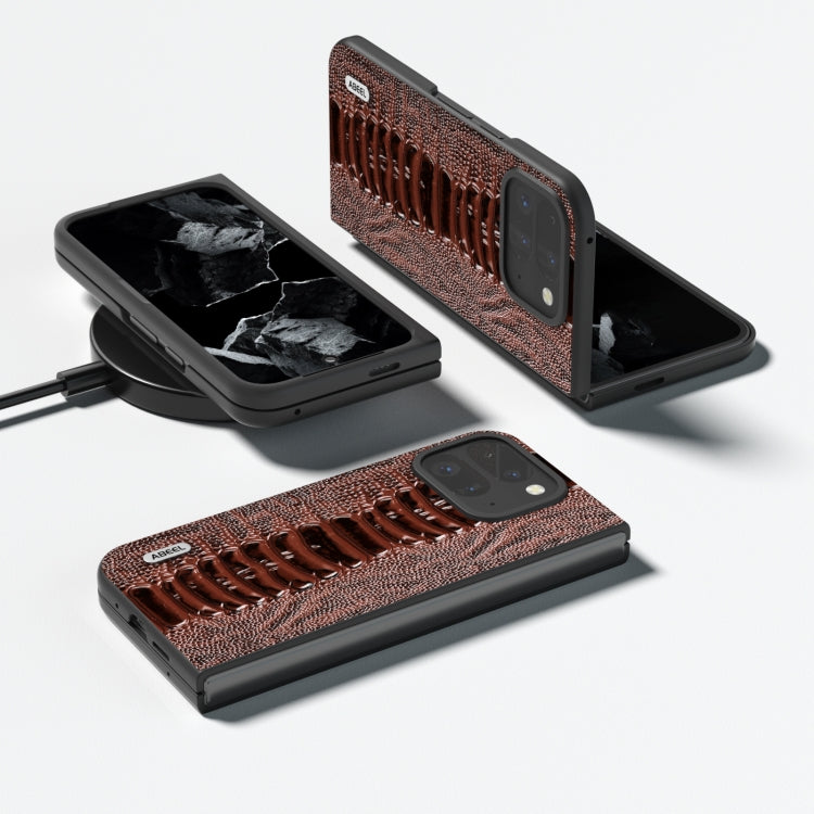 For Google Pixel 9 Pro Fold ABEEL Genuine Leather Weilai Series Phone Case(Coffee) by buy2fix