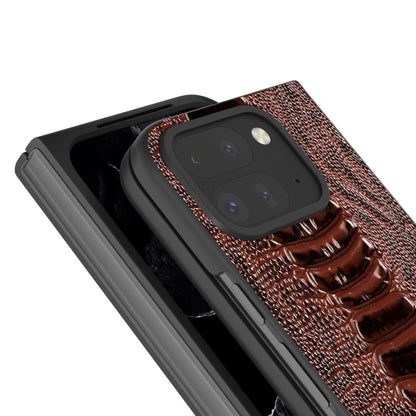 For Google Pixel 9 Pro Fold ABEEL Genuine Leather Weilai Series Phone Case(Coffee) by buy2fix