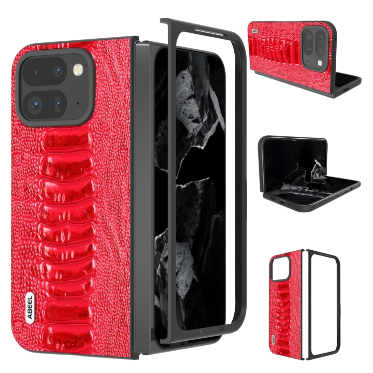 For Google Pixel 9 Pro Fold ABEEL Genuine Leather Weilai Series Phone Case(Red) by buy2fix