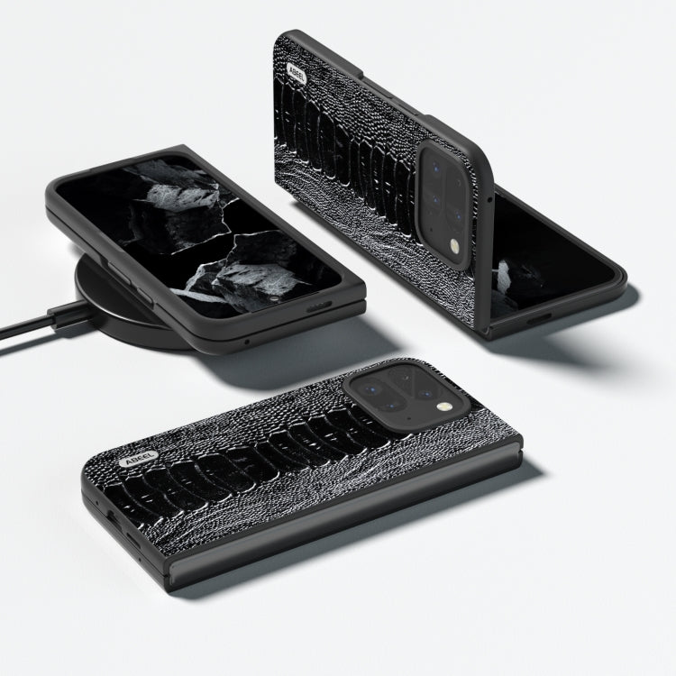 For Google Pixel 9 Pro Fold ABEEL Genuine Leather Weilai Series Phone Case(Black) by buy2fix